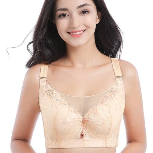 New Arrival Anti-lighting gathered bra thin Plus Size 56EF 130EF lace underwear women sexy mesh bra gather bras