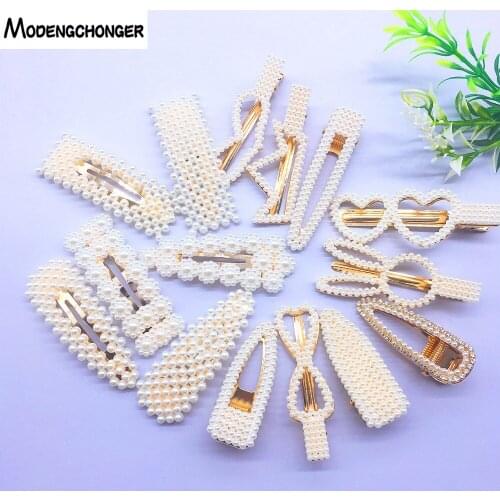 New Pearl Hairpins Heart Bow Metal Hair Clips Barrettes For Women Girls Wedding Hairgrips Headwear Fashion Hair Accessories