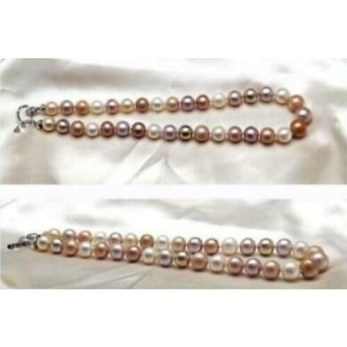Charming AAA 10-11mm White pink purple round Pearl Necklace 18" 36"