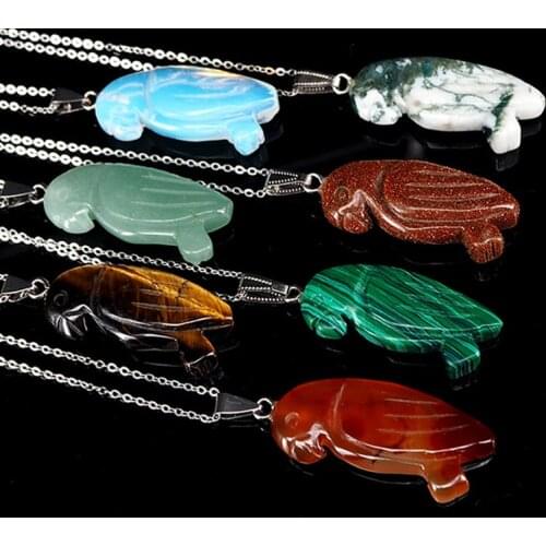 Parrot Necklace Natural Semi-precious Stone 12 Colors For Your Choice Crystal Agate Manual Sculpture Of Animal Stone Necklace