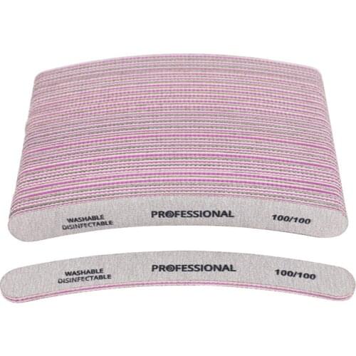 100pcs Wholesale Nail Art Files UV Gel Acrylic Tips For Pedicure Manicure Banana Sanding Buffing Block Double Sided File 100/100