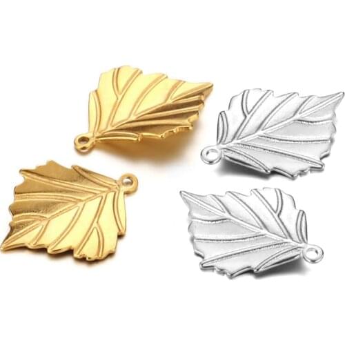 5pcs/lot Stainless Steel Gold Color Tree Leaf Charm Pendant DIY Handmade Craft Diy Jewelry Finding Jewelry Accessories Wholesale