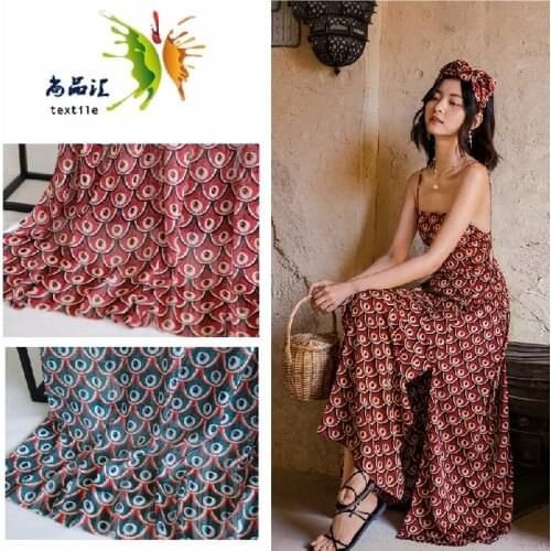 Wide 59" Spring Summer Thin Silk Print Chiffon Fabric Designer Clothing Material By the Yard