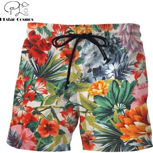 PLstar Cosmos Brand clothing 2019 summer Vintage Fashion Men Shorts Maui flowers 3D Printed Male/Female Novelty Casual Shorts