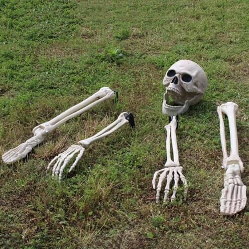 Halloween Skeleton Bones 5 pieces Halloween Prop Skeleton Skull Haunted House Horror Garden Yard Party Decorations Tricky Skull