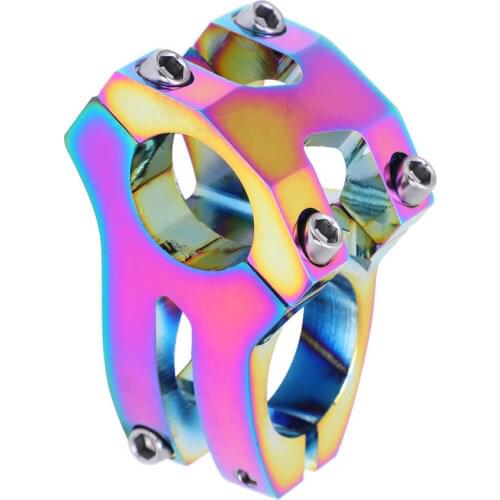 Bike Handlebar Stem LUNJE Mountain Bike Colorful Stem Bicycle Short Handlebar Aluminum Alloy Stem 25.4x35mm Bicycle Parts
