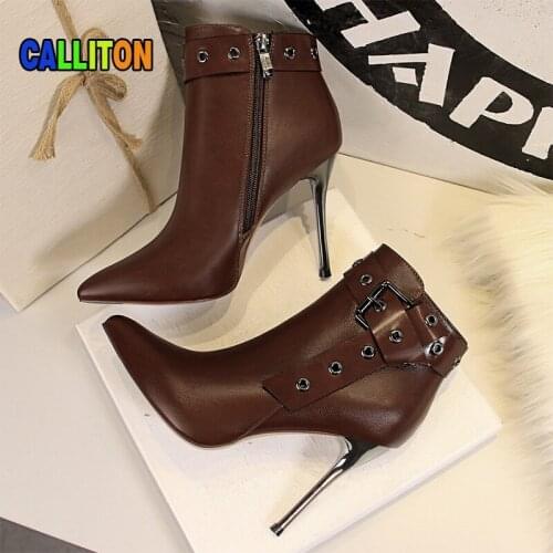 Women Boot Autumn Boots Shoes For 2021High Heels Pu Buckle Strap Super High (8cm-up) Winter Boots Motorcycle Boots Short Boots