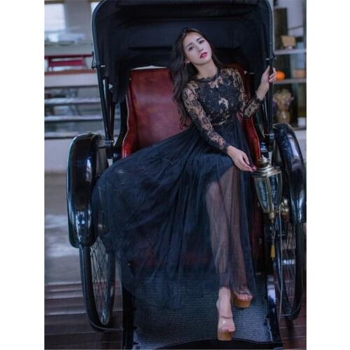 New High Quality Explosions Leisure Party Dresses Women Patchwork lace Spring summer Casual Shirt Dress