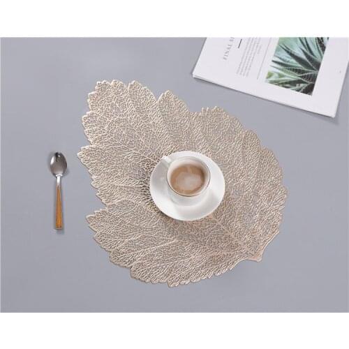 6pcs/lot Placemat For Dining Table Coasters Leaf Simulation Plant PVC Cup Coffee Table Mats Kitchen Christmas Home Decor OK 1077