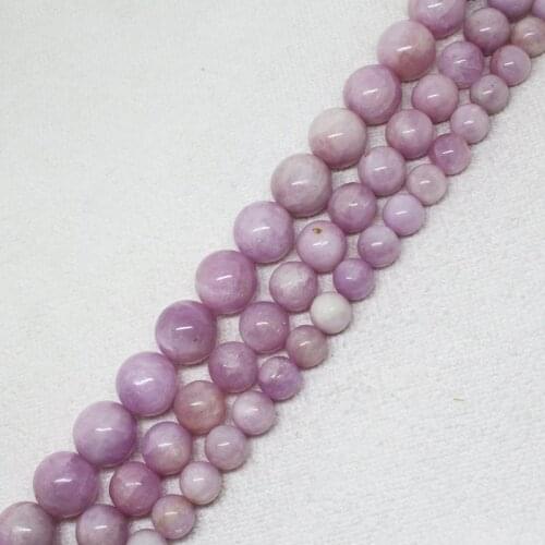 9mm-14mm Natural Madagascar kunzite smooth Round Stone DIY For Necklace or Bracelet Making Loose Beads Strand 15"
