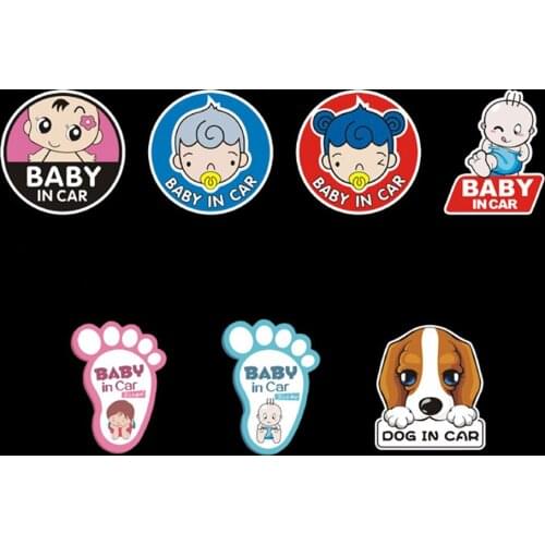Aliauto Reflective Baby/Dog In Car Cute Sticker Funny Warning Decal For Ford Focus BMW Audi VW Toyota Mercedes Volvo Peugeot