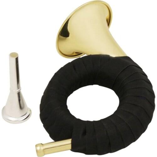 Bb Brass Hunting Horn with Carry Bag Stand Cleaning Cloth Musical instruments