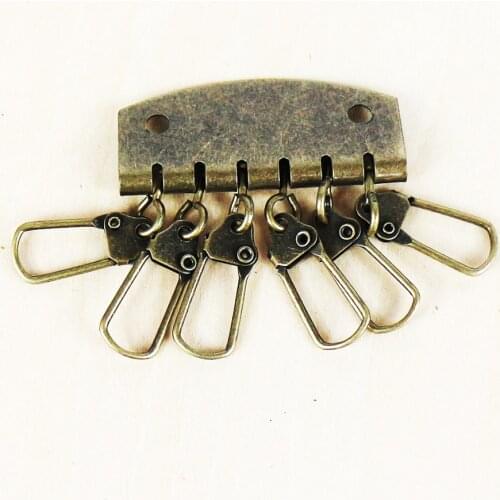 Free shipping 20pcs/lot leather bag inner key ring buckle 6 rings cheap DIY wallet metal buckle accessories