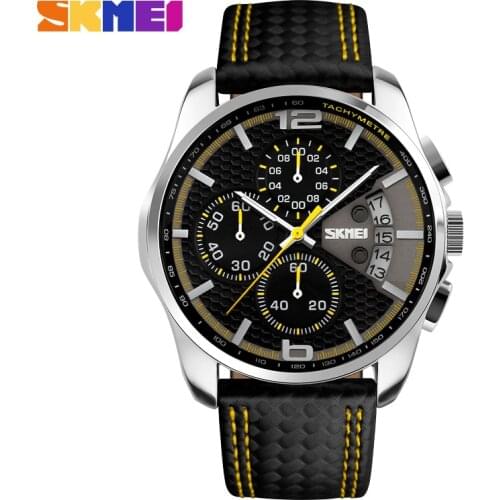 New Brand Fashion Men Sports Watches Mens Quartz Hour Date Clock Man Leather Strap Military Waterproof Stopwatch Wristwatch