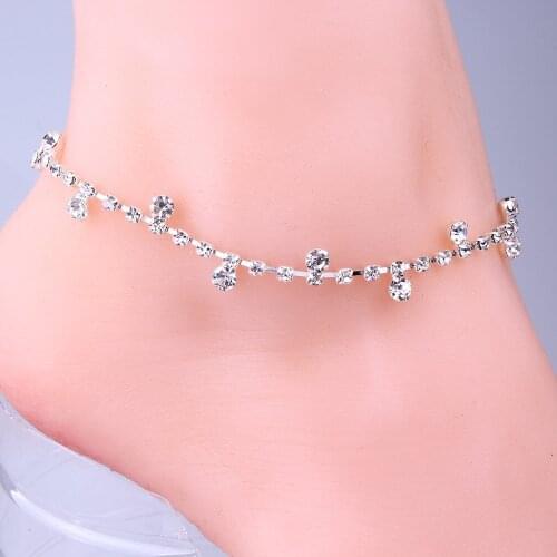 Cheap Marketing New Fashionable Anklets Simple Sexy Artificial Crystal Bracelet Womens Anklets Barefoot Wearing Sandals Feet