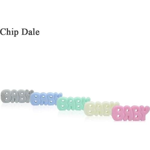 Chip Dale 1Pcs BABY Letter Silicone Teether Beads DIY Necklace Pendant Jewelry Making Newborn Kids Oral Care Products BFA Free