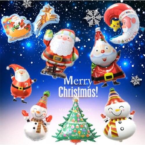 Mini Size Merry Christmas Day Foil Balloons Snowman Santa Claus Snowflake Christmas Tree Decoration Xmas Party Supplies