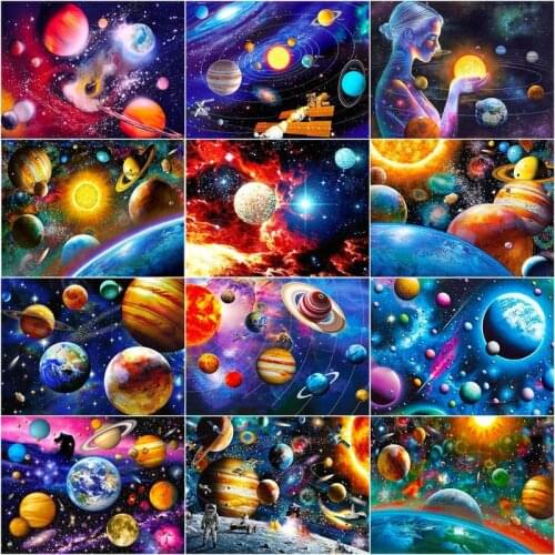 CHENISTORY Oil Painting By Number Planet Handpainted Modern Wall Picture By Numbers Space Handmade Paintings Kids Drawing