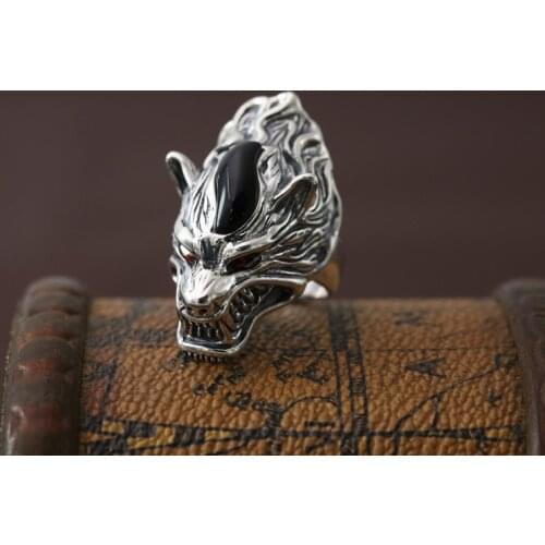 Solid 925 Sterling Silver MENS Men wolf punk hiphop ring rings jewelry gift A5111