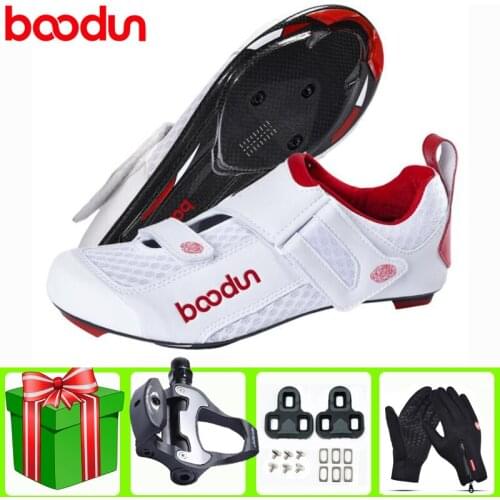 BOODUN Carbon Fiber Road Cycling Shoes Men Sapatilha Ciclismo Triathlon Breathable Bicycle Locking Quick-drying Racing Bicicleta