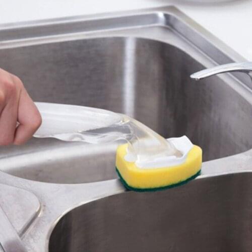 Kitchen Cleaning Brush With Dishwashing Sponge Dispenser Handle Dish Washing Brush Household Sponge Dish Washing Tools