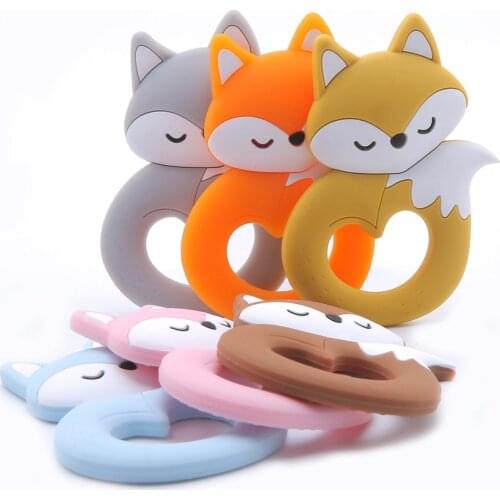 Lets make 10pc Big Tail Fox Cartoon Jewelry Bead Pendant DIY Handmade Silicone Necklace Teething Toy BPA Free Chewing Beads