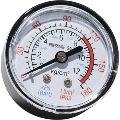 Bar Air Pressure Gauge 13mm 1/4 BSP Thread 0-180 PSI 0-12 Manometer Double Scale For Air Compressor Iron Diameter about 52mm