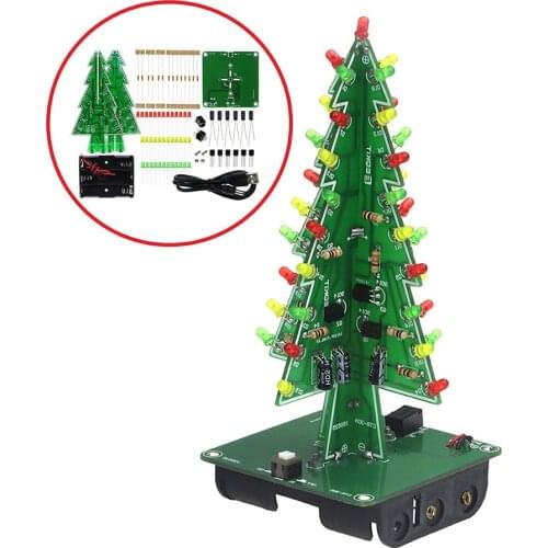 3D Christmas Tree Assemble Kit ICStation DIY Soldering Practice, 3D Christmas Tree Electronic Assemble Kit, Circuit Solder STEM