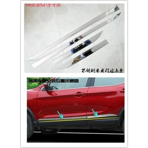 For Nissan Qashqai 2014 2015 2016 2017 - 2019 J11 Chrome Body Molding Door Side Line Trim Cover Surround Styling Guard Garnish