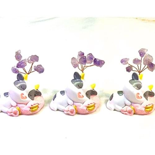 Natural amethyst crystal quartz lucky tree handmade cartoon base home decoration