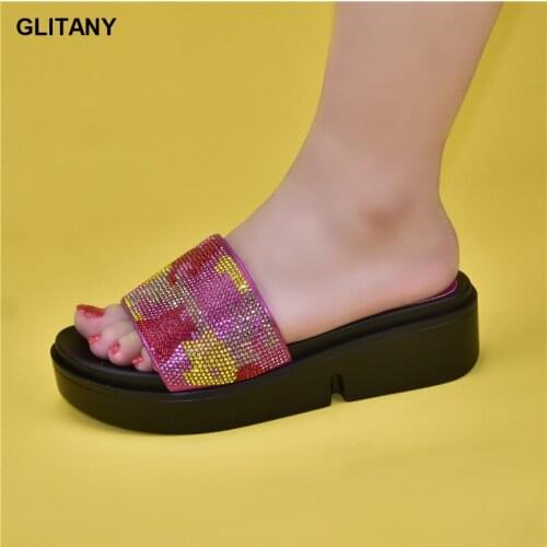 Latest African Women Wedding Shoes Decorated with Rhinestone Summer Shoes Nigerian Style Shoes Casual and Comfortable Sandals