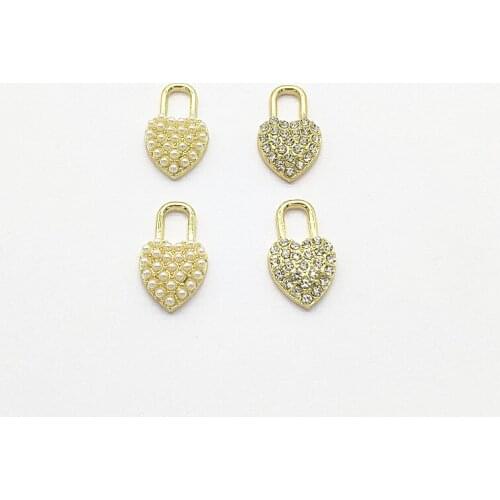 New arrival! 22x13mm 50pcs Imitation pearl/rhinestone Heart charm for Hand Made Earrings DIY parts,Jewelry Findings & Components