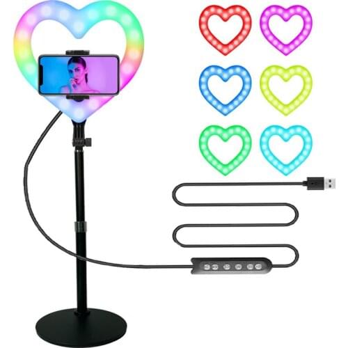 New Style 10 Inch Heart Shaped LED Fill Light RGB Symphony Beauty Lamp Desktop Selfie Lights Live Streaming Atmosphere lighting