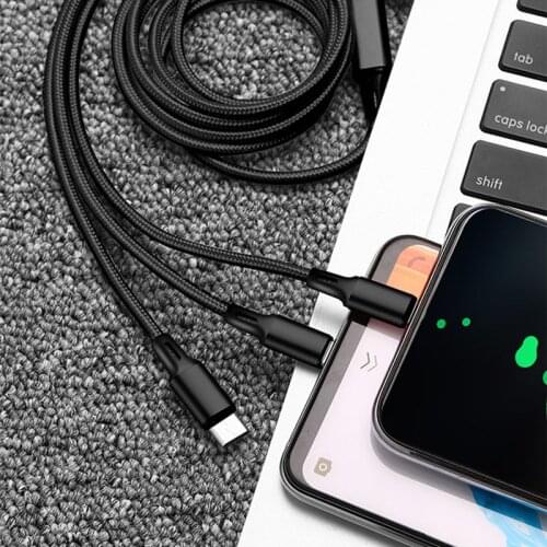 Original 3 in 1 USB Cable For iPhone XS X 8 11 Charging For Android Type C Mobile Phone Charger Cables For Samsung huawei xiaomi