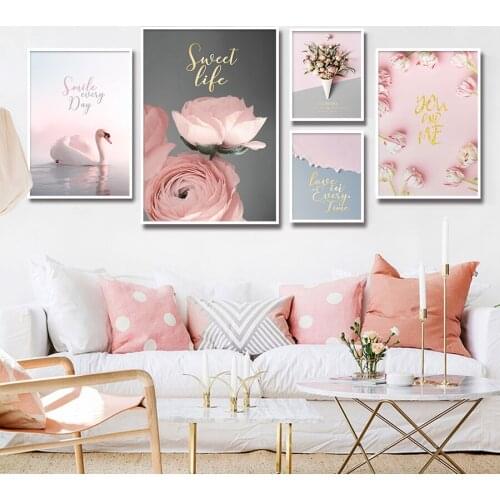 Rose Flower Poster Girls Bedroom Canvas Prints Vogue Paintings Modern Living Room Background Wall Art Pictures Home Decor