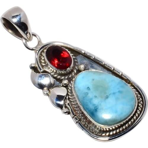 Nature Charoite + Amethyst Pendant 925 Sterling Silver, 42 mm, MHBAP5565