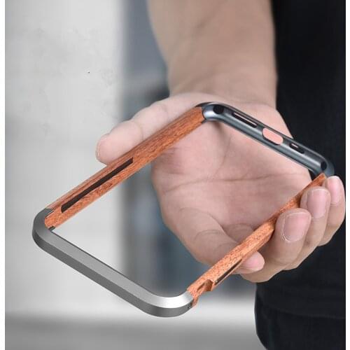R-JUST Luxury Aluminum Metal Wood Bumper Case for iPhone 11 12 Pro Max SE 2020 X 7 8 XR XS MAX Slim Natural Wood Phone Cover