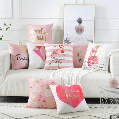Pink Flamingo Cushion Cover Soft Pineapple Home Decorative For Sofa Bed 45x45cm Girls Room Decor Stylish