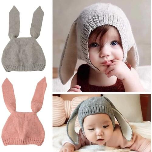 Rabbit Ear Baby Hats Baby Toddler Kids Boy Girl Knitted Crochet Beanie Lovely Winter Warm Hat Cap For Baby Photo Props