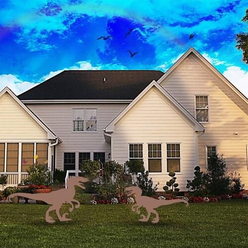 Garden Statues 2D Dinosaur Figure Yard Stake Decorative Silhouette Art Decor Metal Statue Peg for Garden Outdoor Hot