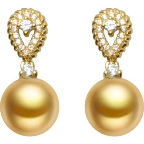MADALENA SARARA 10-11mm Southsea Pearl Earrings 18K Gold Natural Drop Shape Earrings Perfectly Round