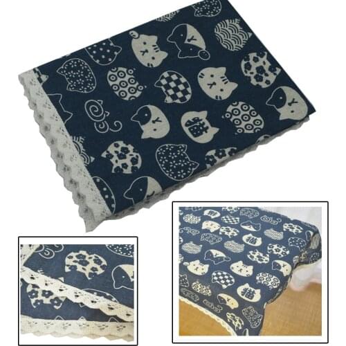 Printed Cat Blue Linen Cotton Lace Home Table Cloth Christmas Wedding Hotel Tablecloth DIY House Sofa Decor Cover Support Custom