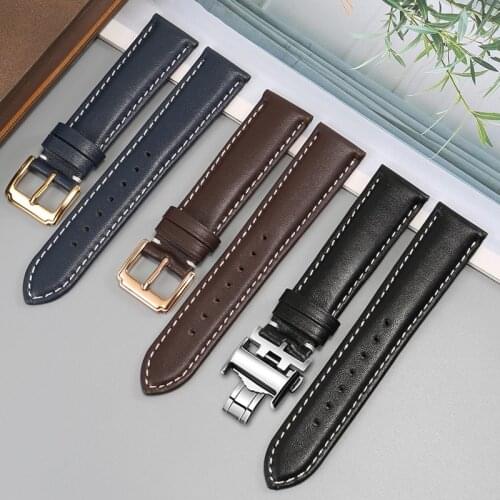 Yopo Genuine Leather Watchband Replacement L3.810/820 Sereis Black Brown Plain Watch Chain 20mm 21mm 22mm
