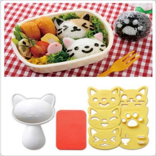 High quality 4Pcs/Set PP Kawaii Cat Rice Mold Sushi Egg Chocolate DIY Kitchen Tool cartoon sushi tool