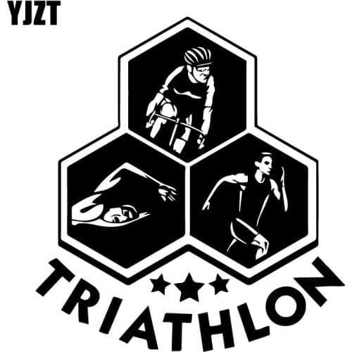 YJZT 15.1CM*16.3CM Triathlon Swimming Cycling Running Sport Vinyl Car Sticker Scratch Occlusion Decoration Decal C31-0478