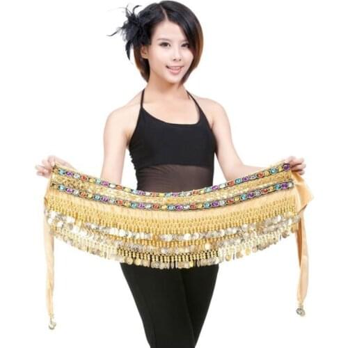 YI NA SHENG WU Women Cheap 248 Coins Belly Dance Hip Scarf New Belly Dancing Waist Belts For Sale 9 colors Available