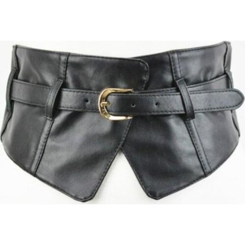 European American Women Ultra Pin Buckle Wide Waistband Versatile Decoration Belt Korean Elastic Fashion Accessories BlackCoffee