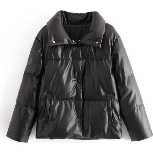Winter Womens Fashion and Warm Solid Color Imitation Leather PU Lapel Comfortable Coat Parkas Outwears