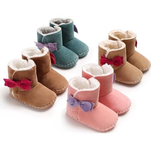 Winter Bow Newborn Baby Girls Princess Winter Boots First Walkers Soft Soled Infant Toddler Kids Girl Footwear Shoes