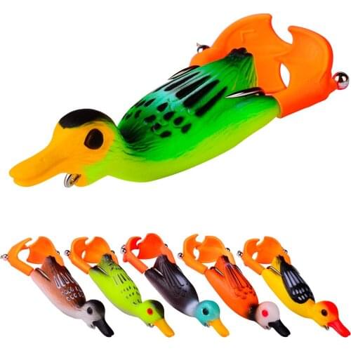 1 Pcs Double Propeller Flipper Duck Fishing Lures Ducking Frog Soft Bait 9cm11g 3D Eyes Artificial SwimFish Bait Day Bass Tackle